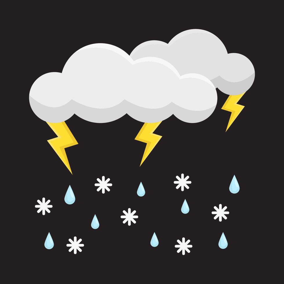 cloud rain with lightning illustration vector