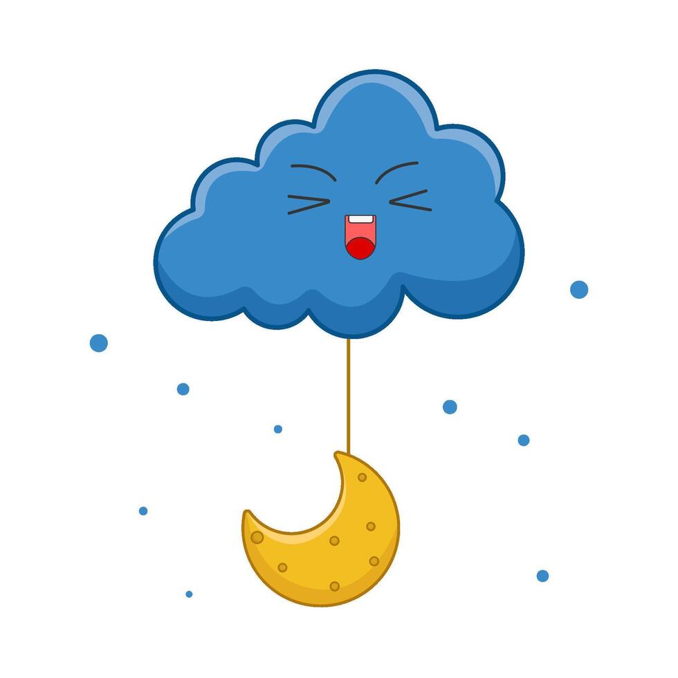 moon hanging in cloud illustration vector