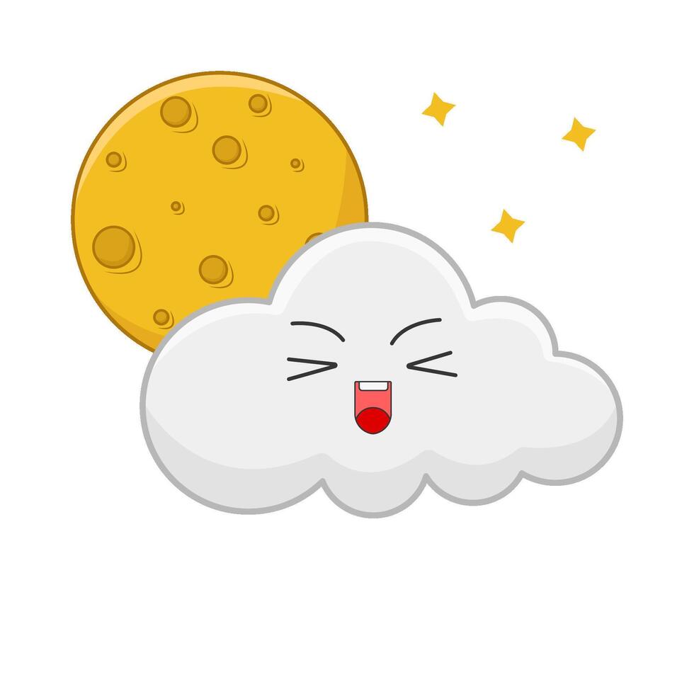 cloud moon with sparkle illustration vector