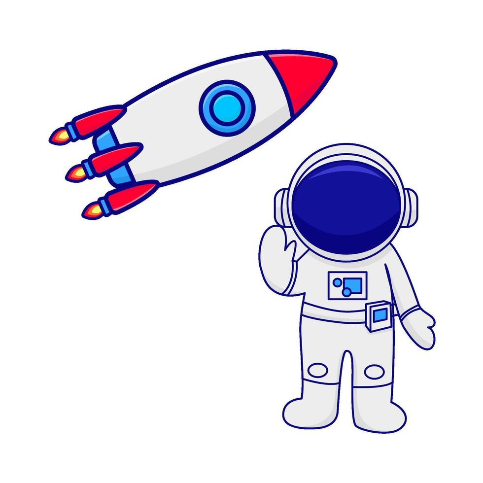rocket with astronaut illustration vector