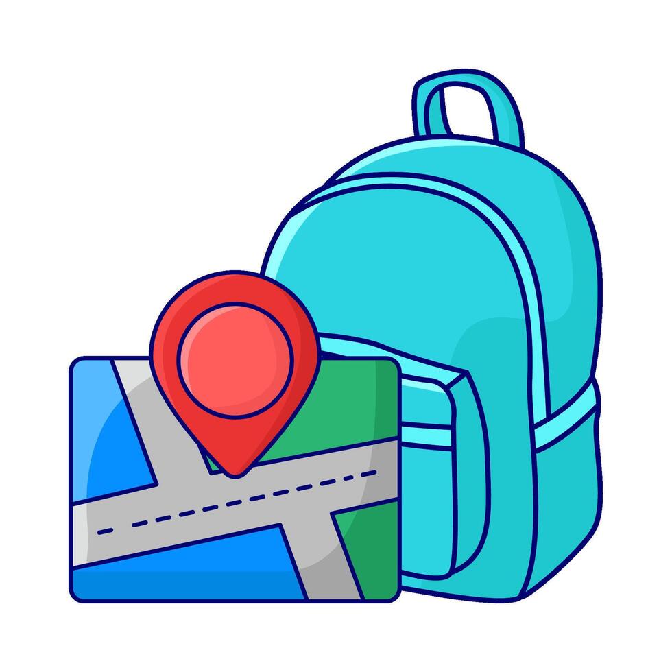 backpack school with maps illustration vector