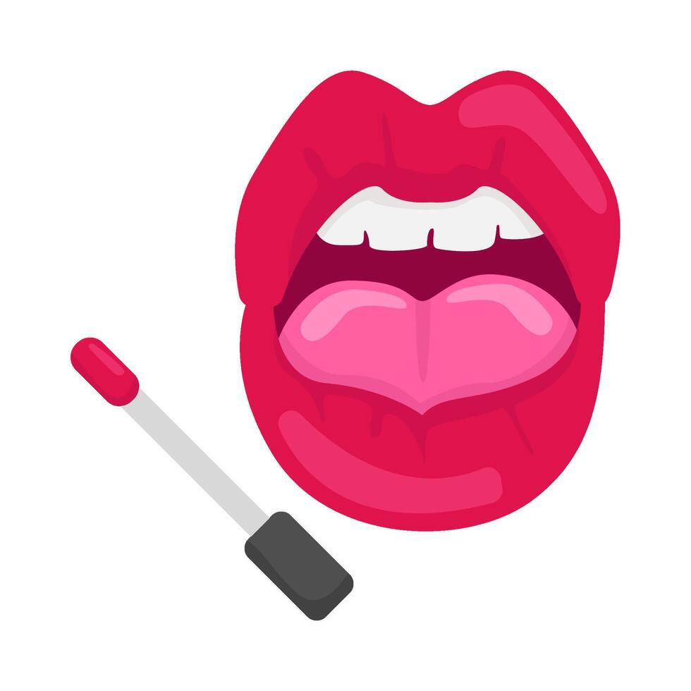 labios rosado con labio brillo ilustración vector