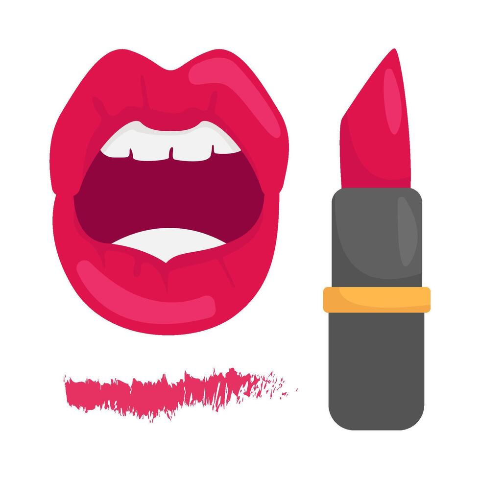 labios, lápiz labial con ensayador lápiz labial ilustración vector