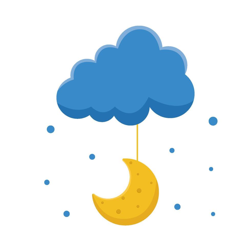 moon hanging in cloud illustration vector