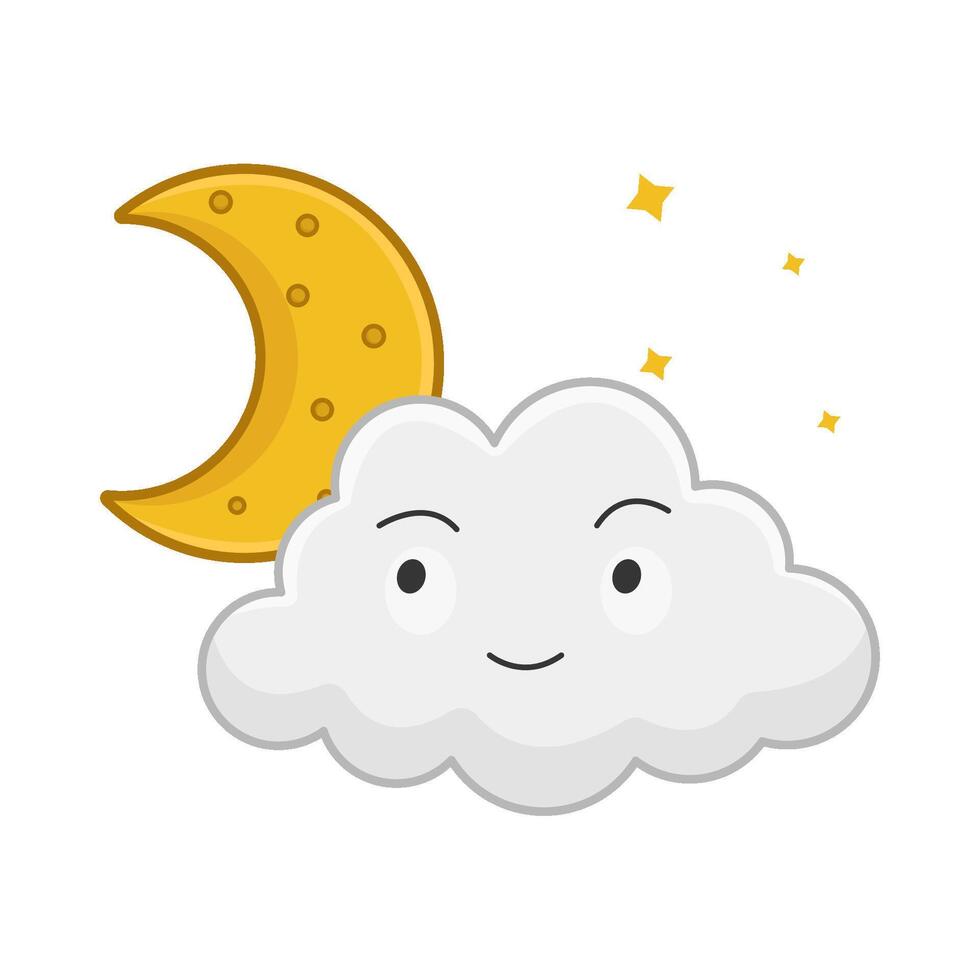 cloud moon with sparkle illustration vector