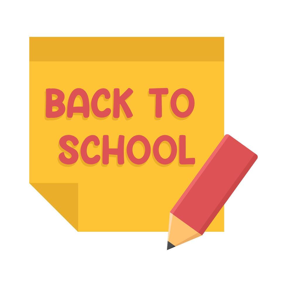 back to school text in paper with pencil illustration vector