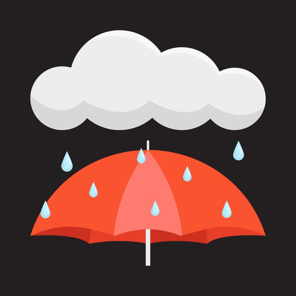 cloud rain with umbrella illustration vector