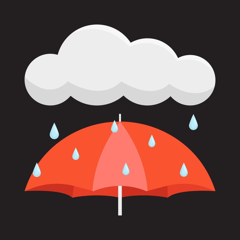 nube lluvia con paraguas ilustración vector