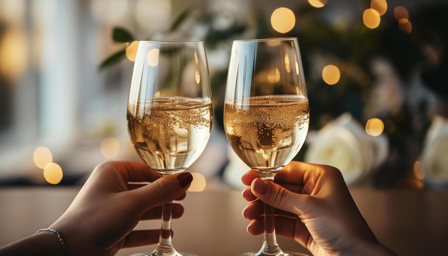 ai generado mujer y hombres brindis champán, celebrando éxito y amistad generado por ai foto