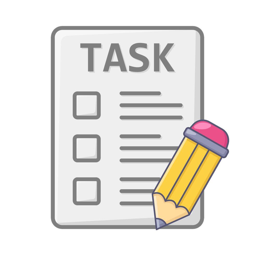 task with pencil illustration vector