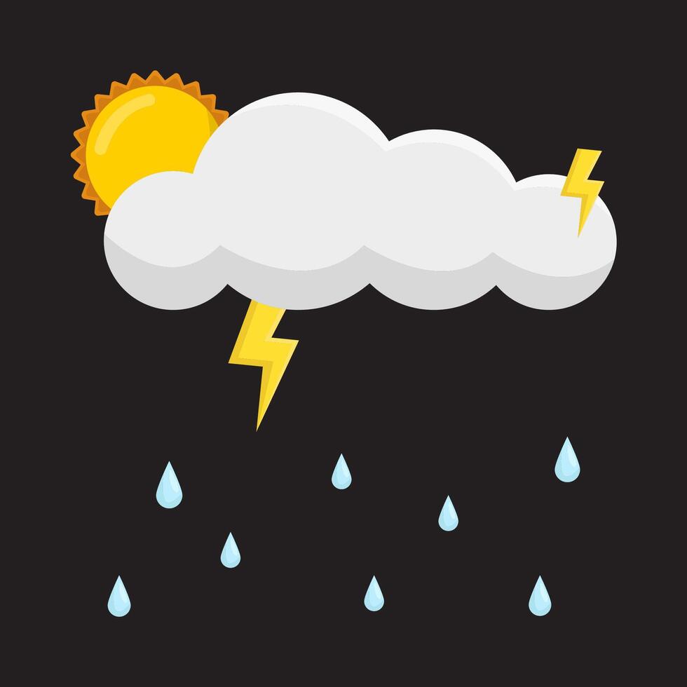 sun with cloud rain illustration vector