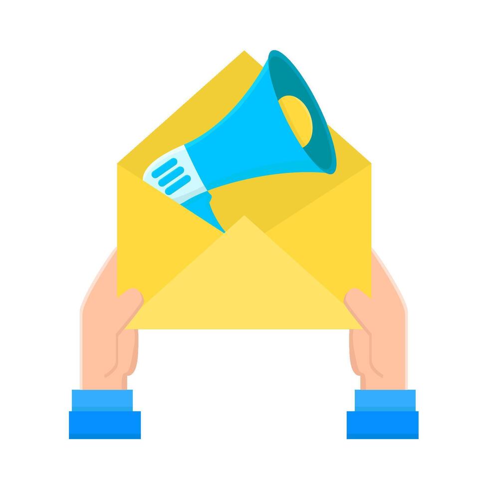 megaphone in email with in hand illustration vector