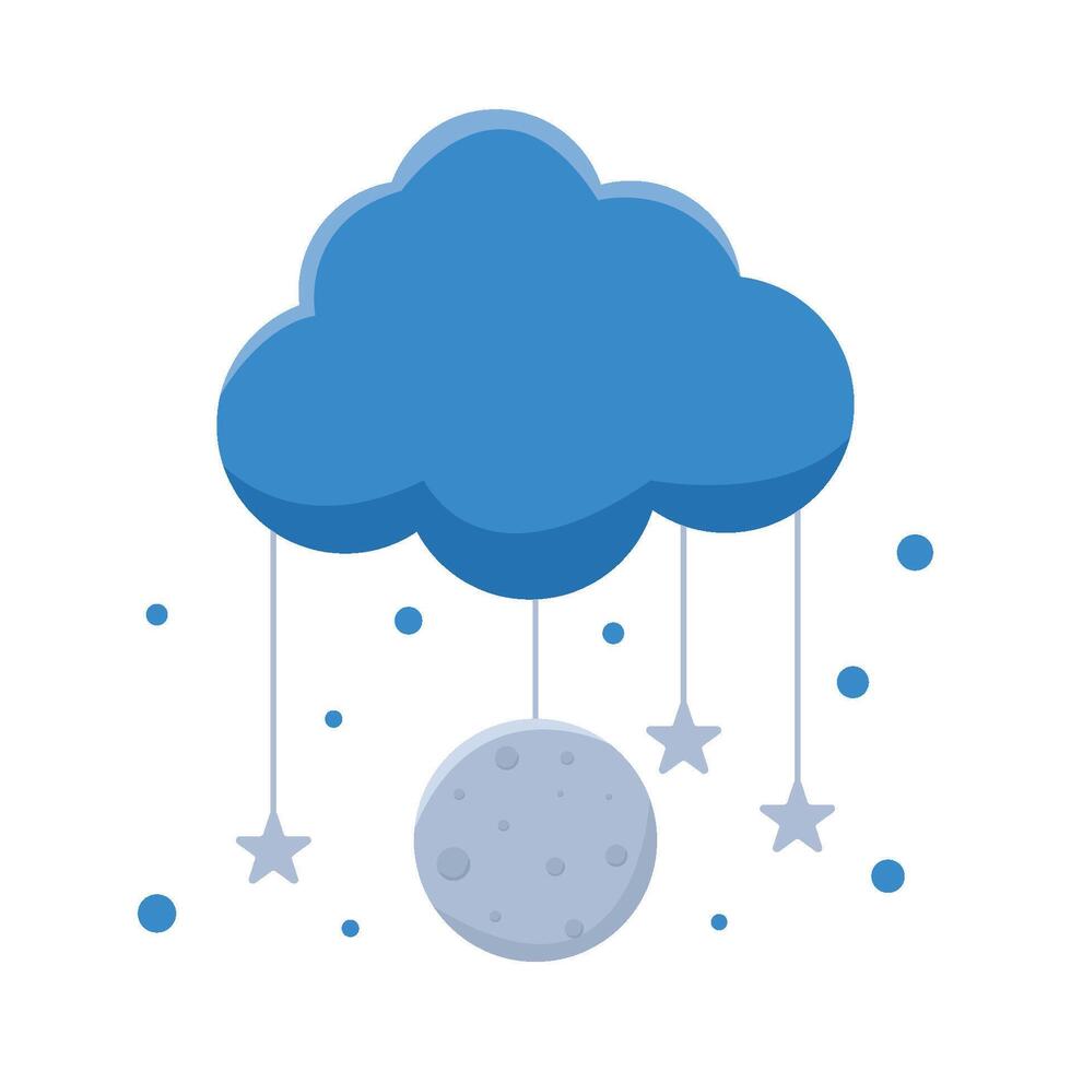 moon with star in cloud illustration vector