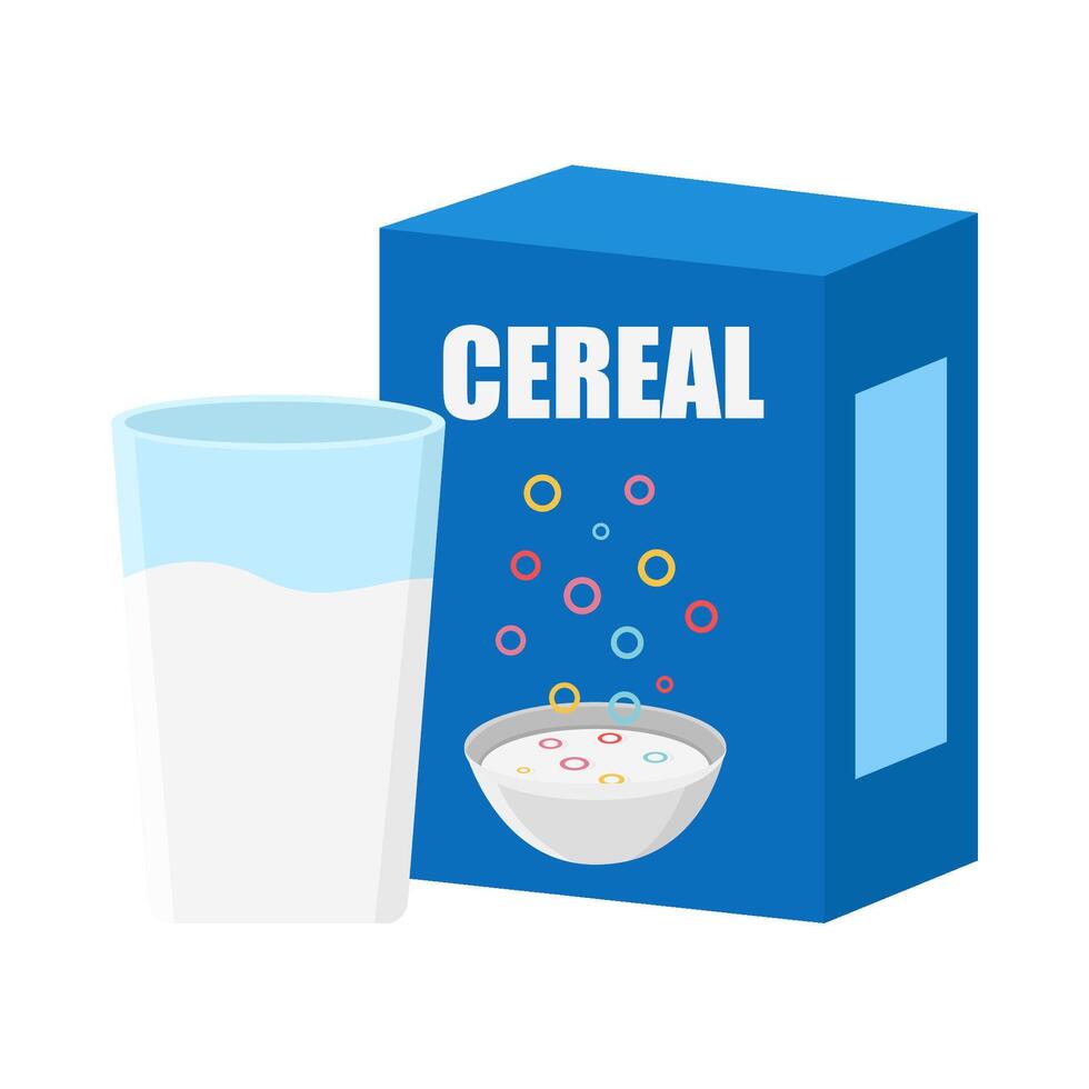 caja cereal con botella Leche ilustración vector