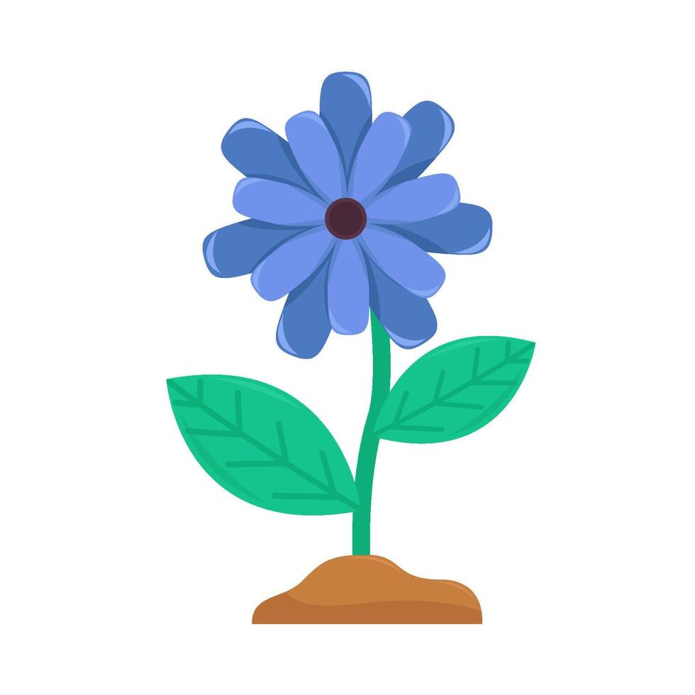 flower plant in soil illustration vector