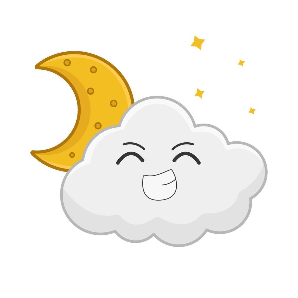 cloud with moon illustration vector