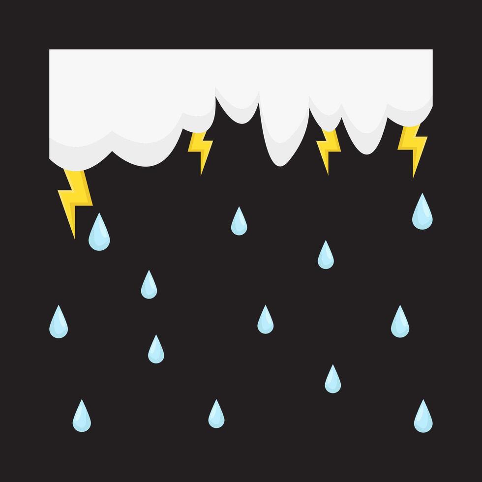 noche lluvia con relámpago ilustración vector