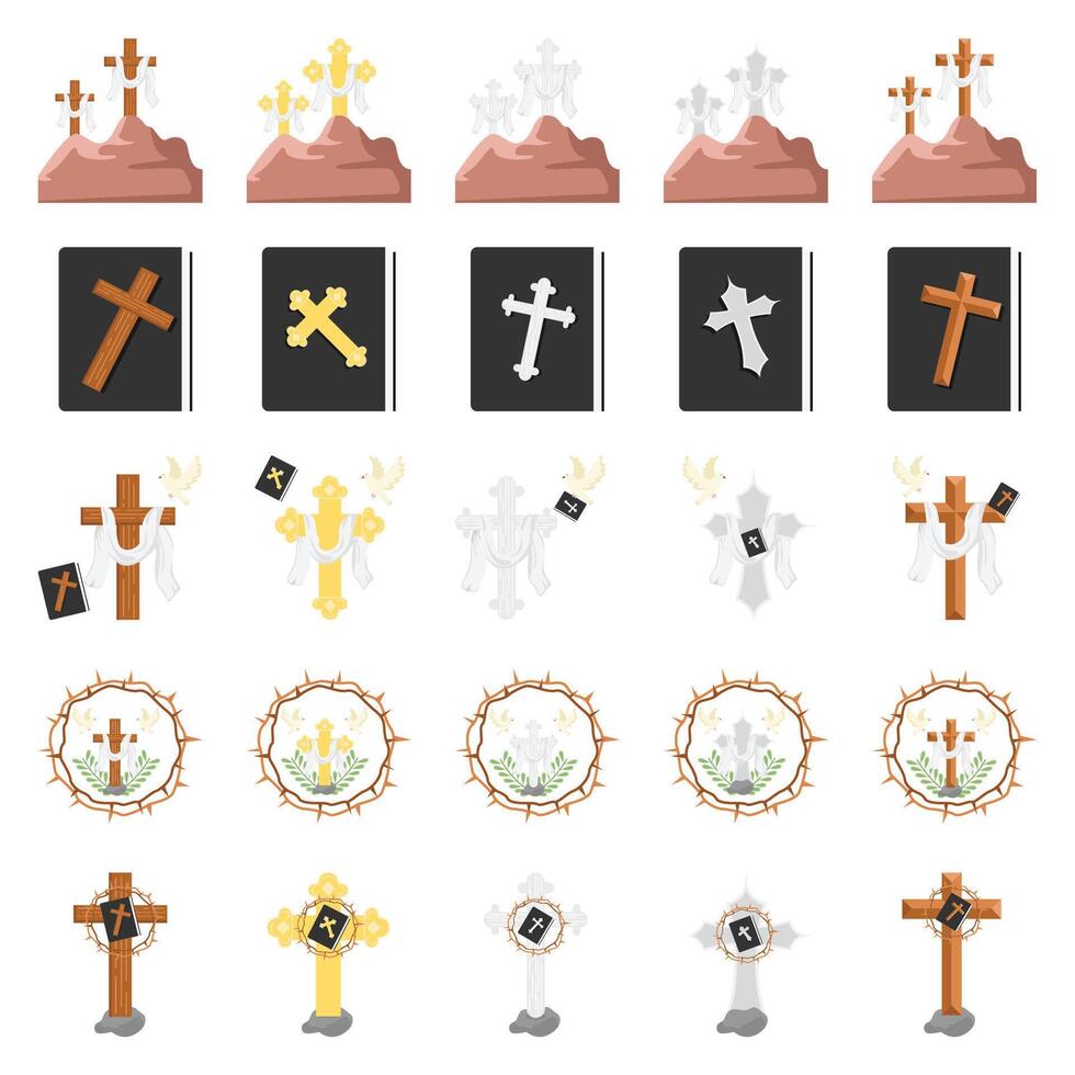 christian cross religious pack illustration vector