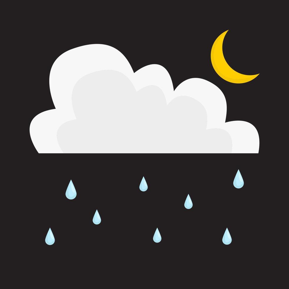 night rain with moon illustration vector