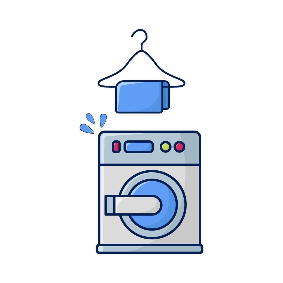 Lavado máquina con toalla colgando ilustración vector