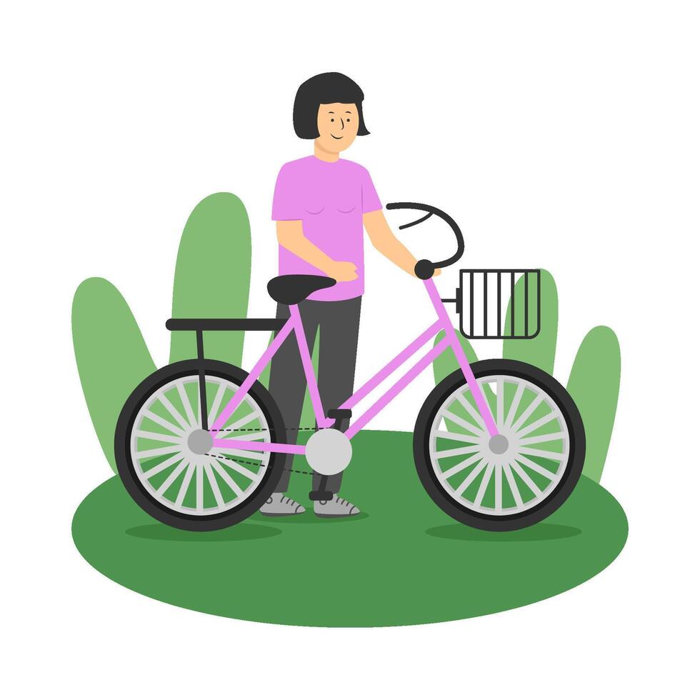 person with bicycle illustration vector