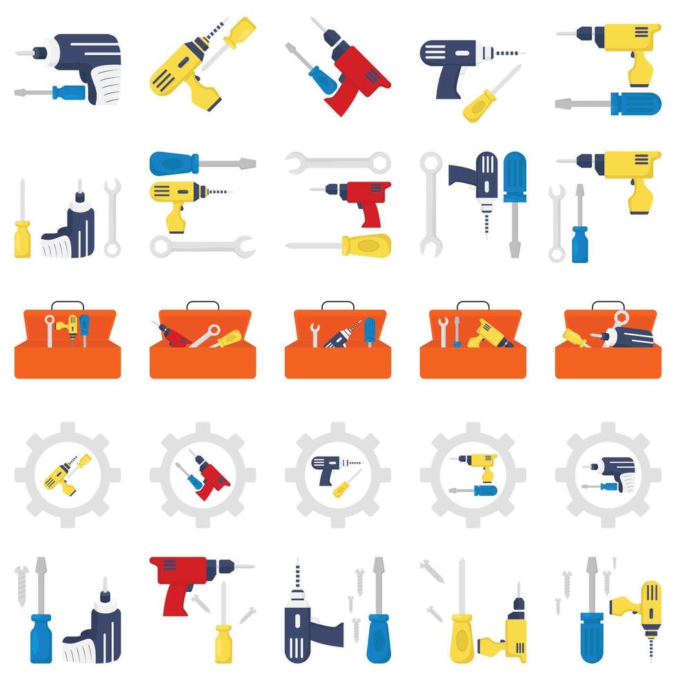 construction tools pack illustration vector