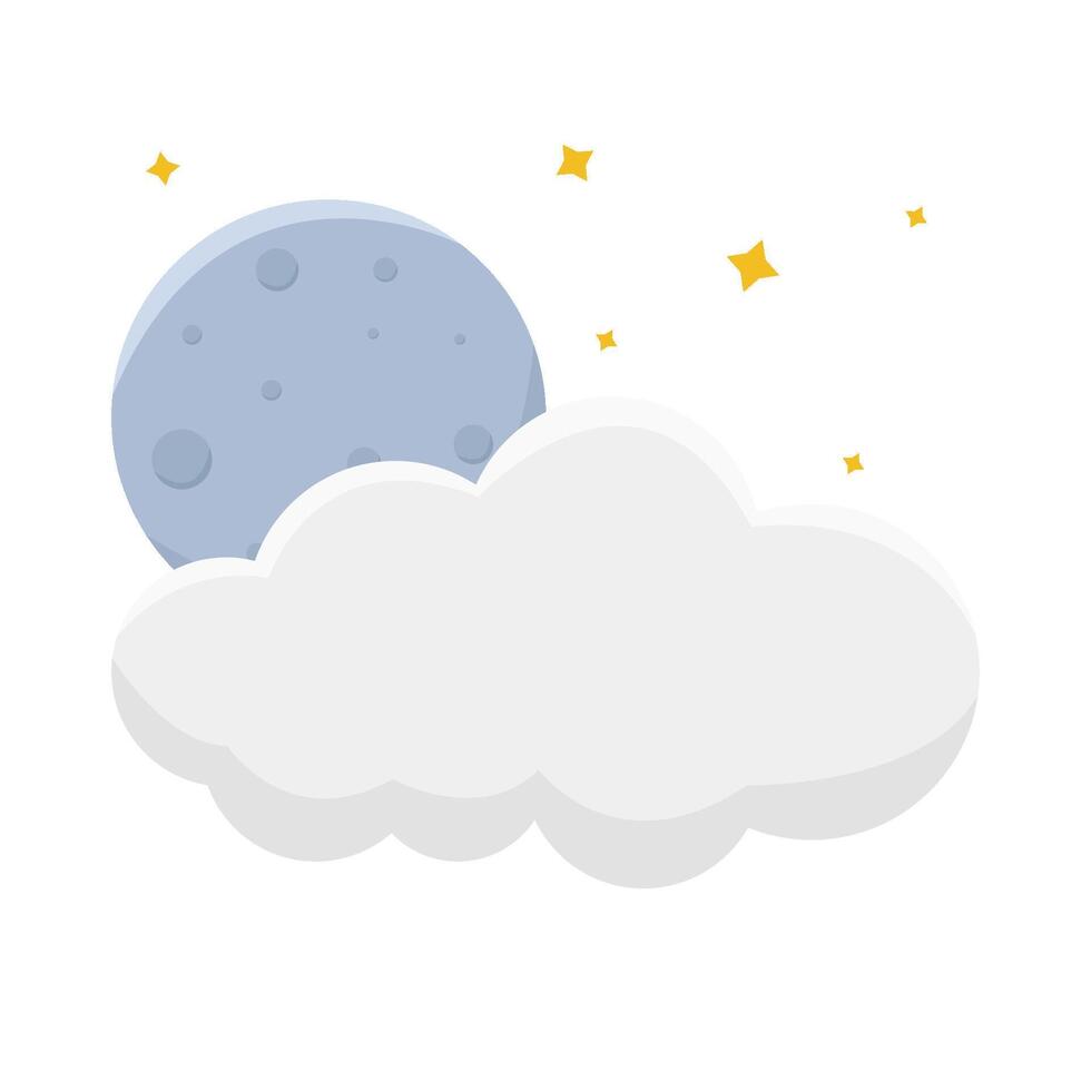 Luna nube con brillar ilustración vector