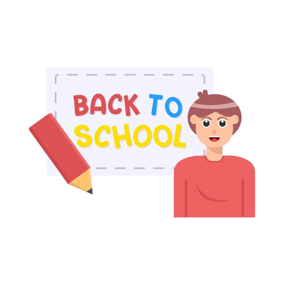 back to school text  in paper, pencil with student illustration vector