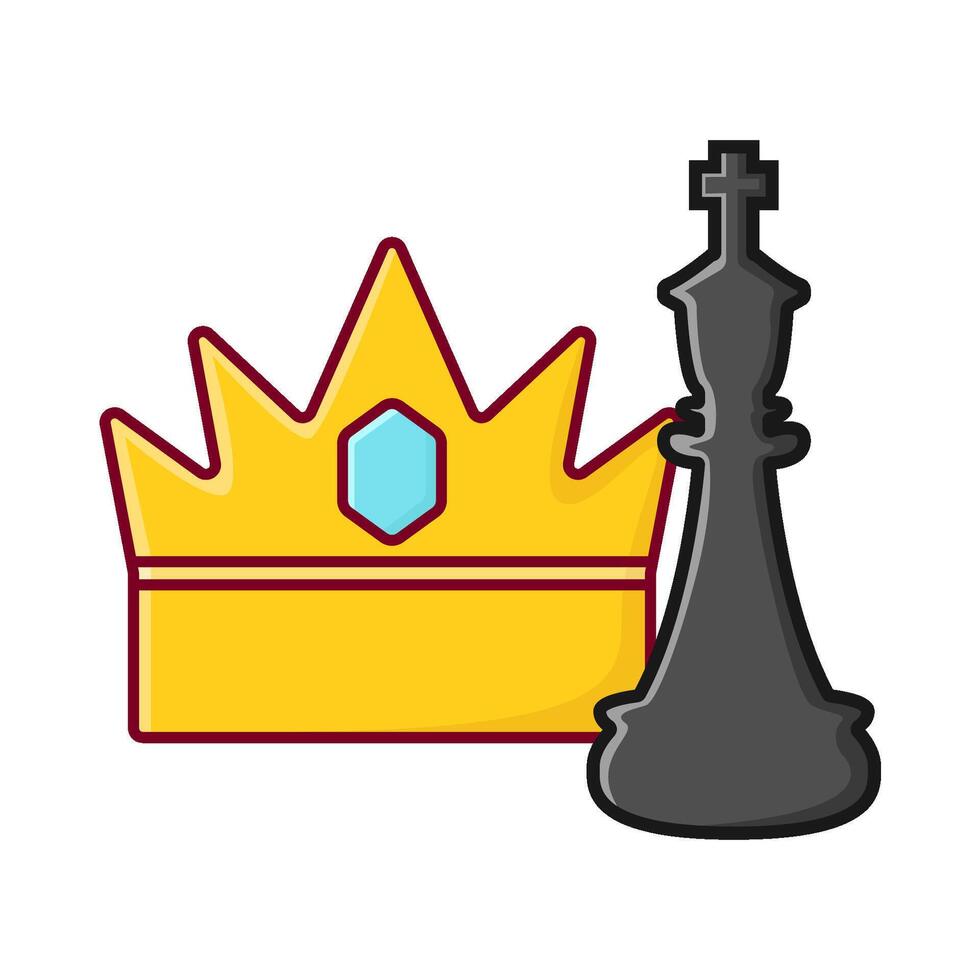 crown with king chess illustration vector