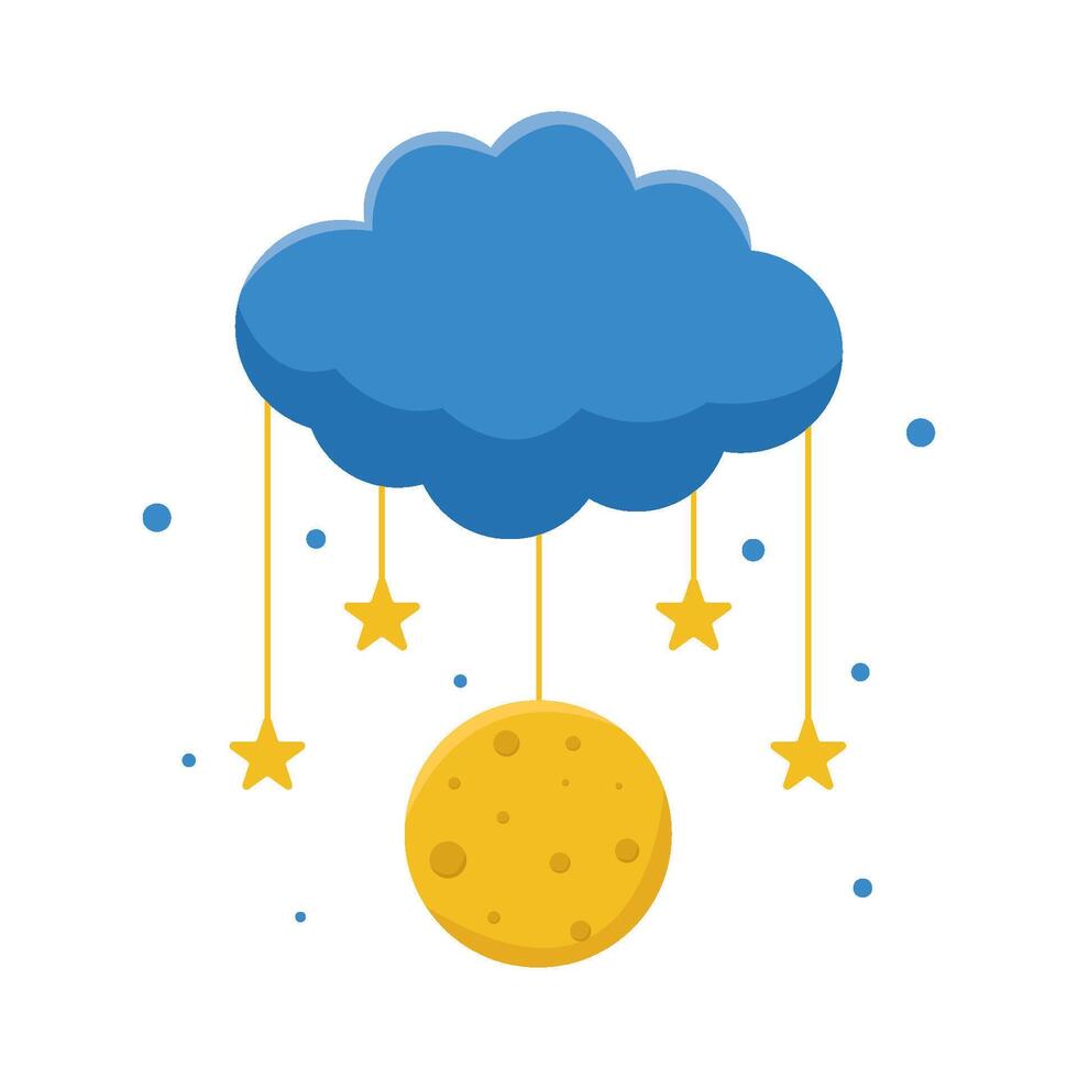 moon with star in cloud illustration vector