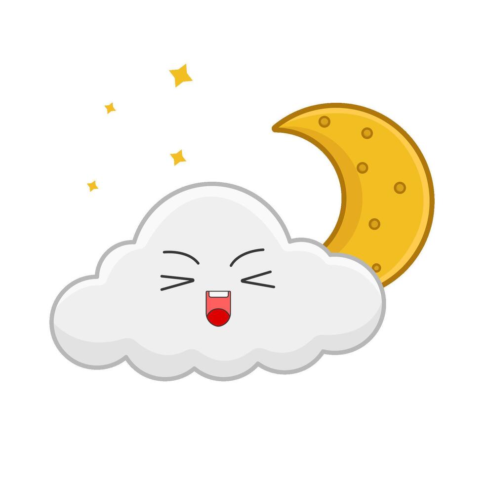 cloud moon with sparkle illustration vector