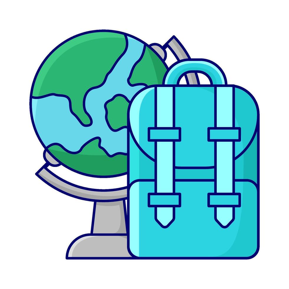 backpack school with globe illustration vector