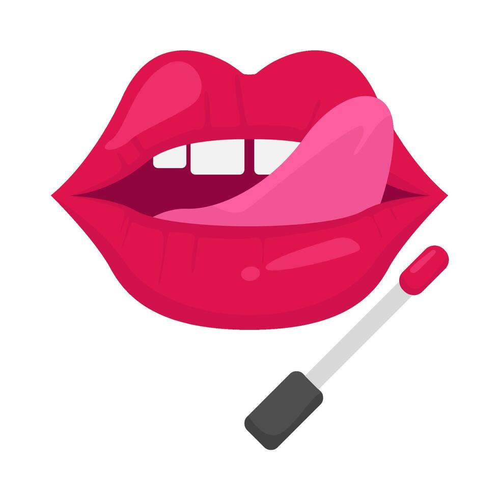 lips women with lip gloss illustration vector