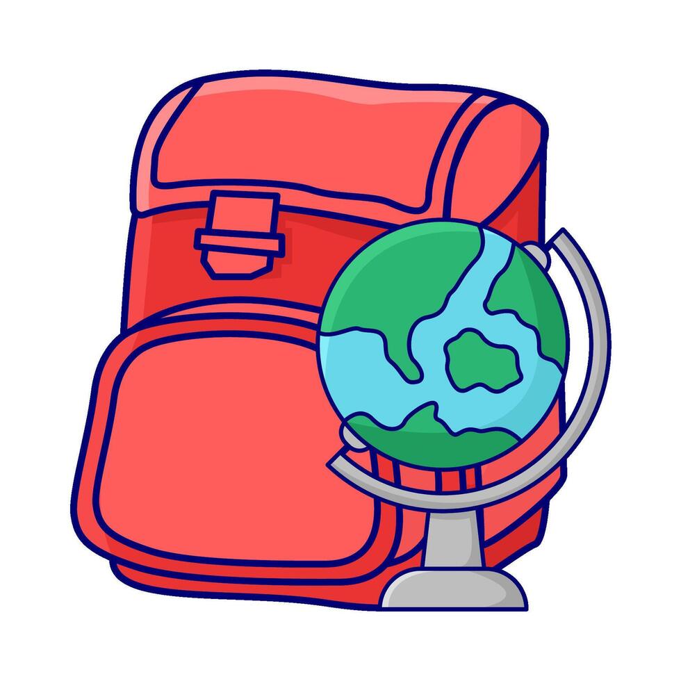backpack school with globe illustration vector