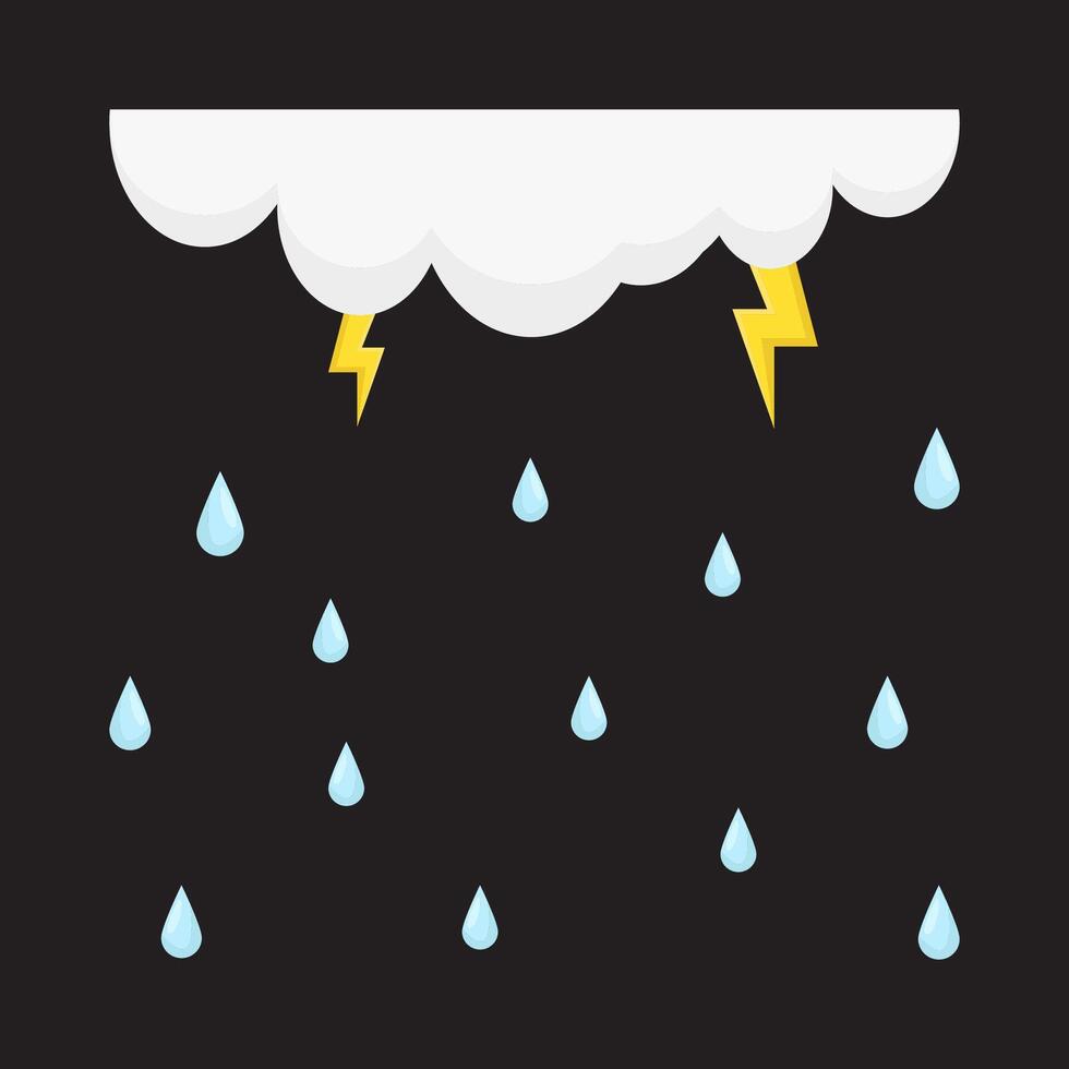 night rain with lightning illustration vector