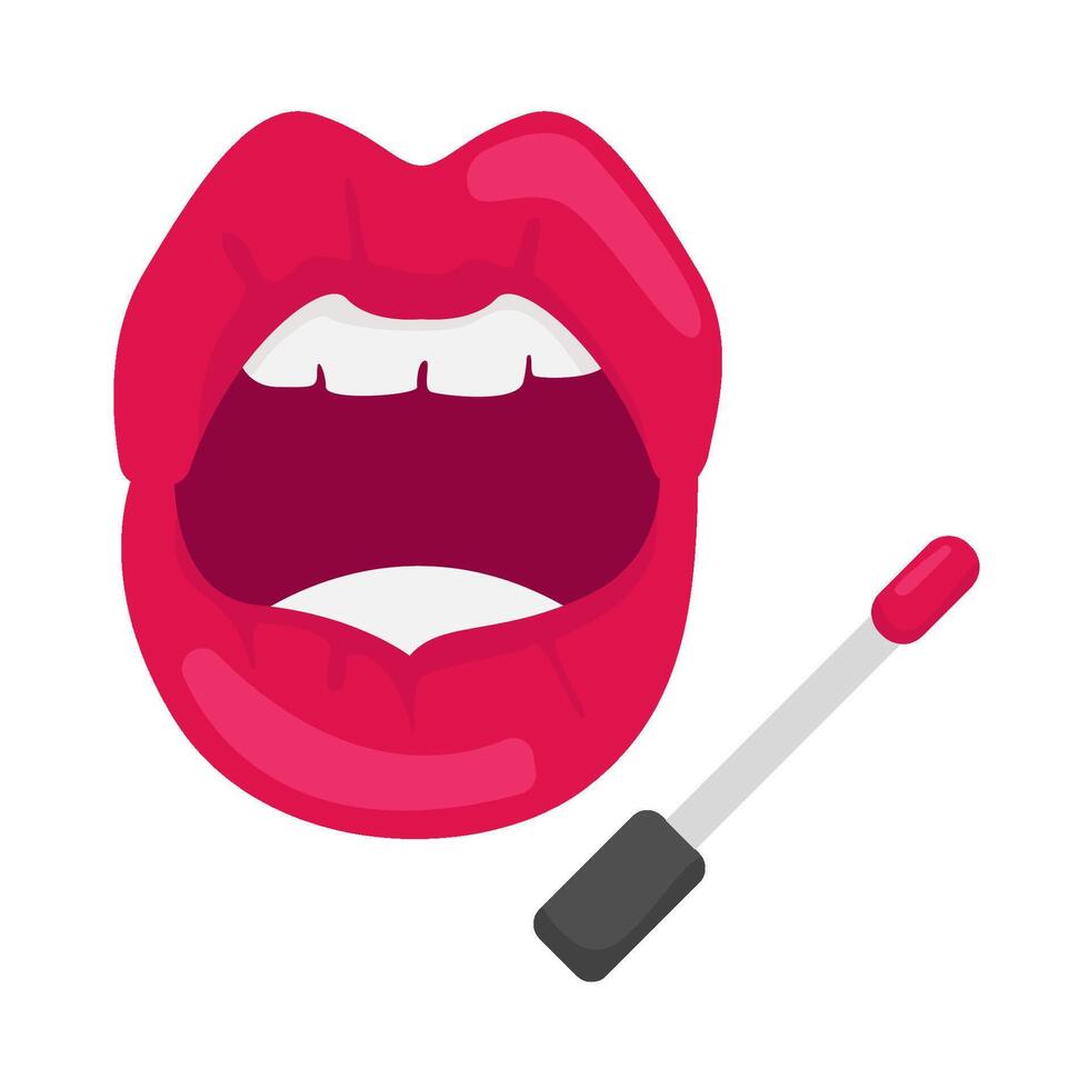 lips pink with lip gloss illustration vector