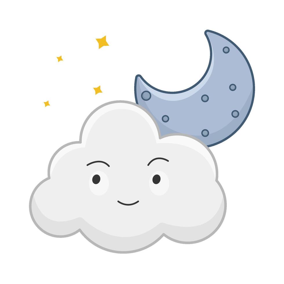 moon cloud with sparkle illustration vector
