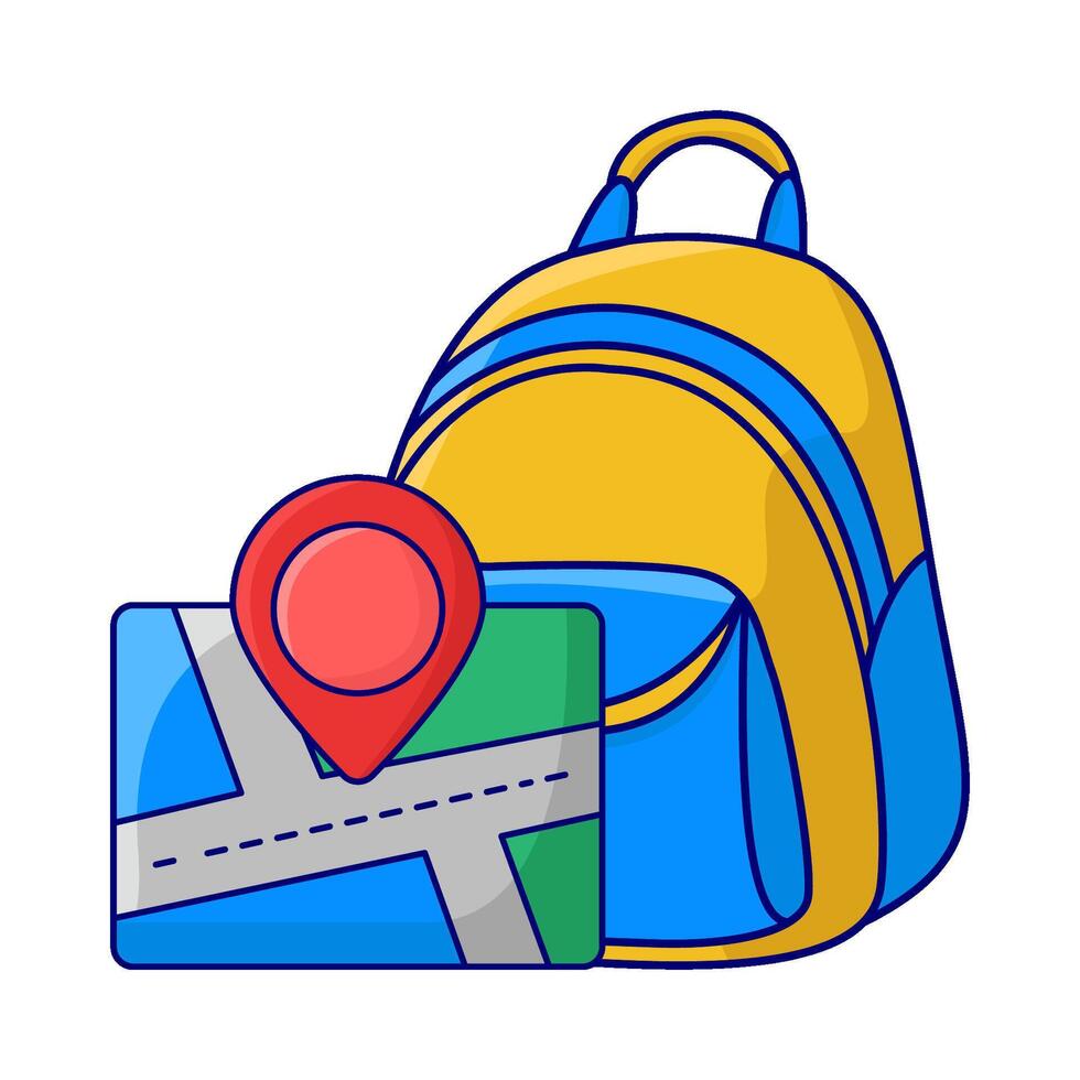 mochila colegio con mapas ilustración vector