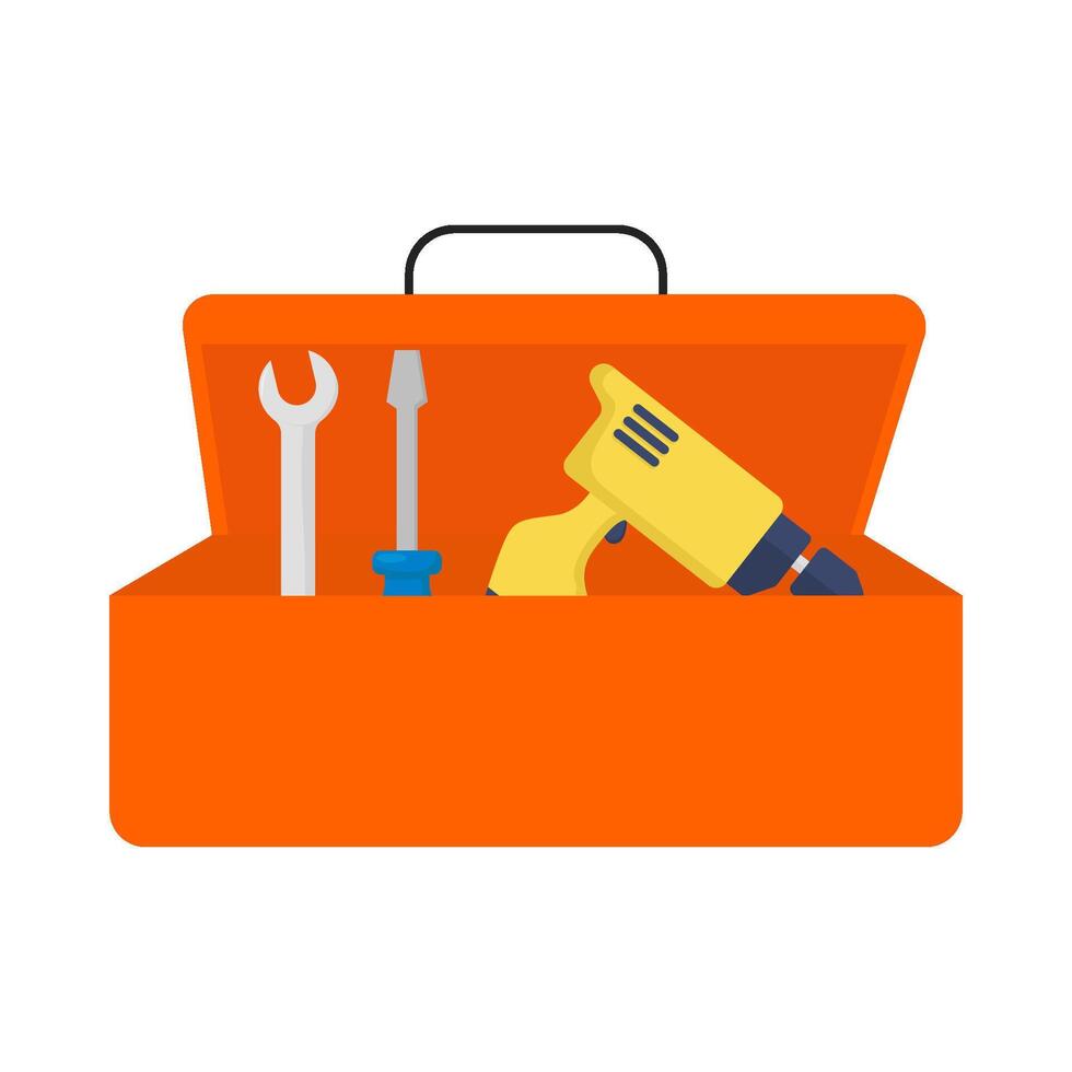 construction tools in box  illustration vector