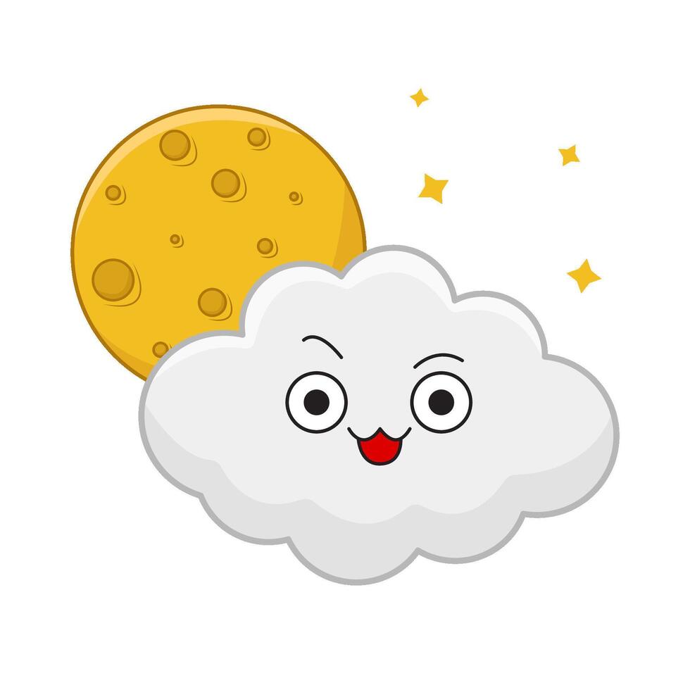 moon cloud with sparkle illustration vector