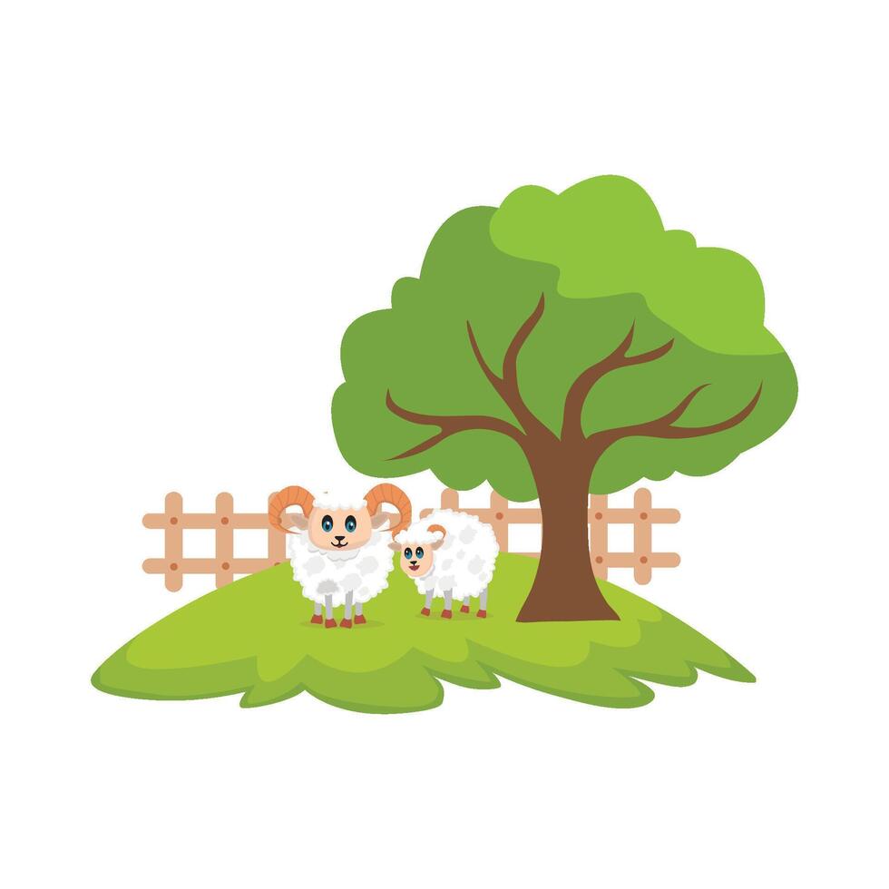 Illustration of sheep in the garden vector