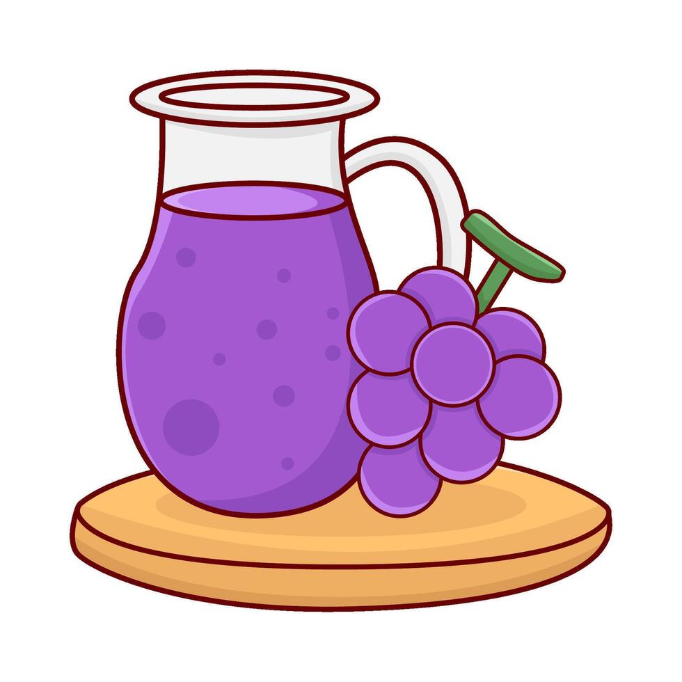 teapot grape juice with grape fruit illustration vector