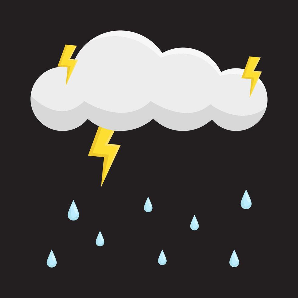 nube lluvia con relámpago ilustración vector