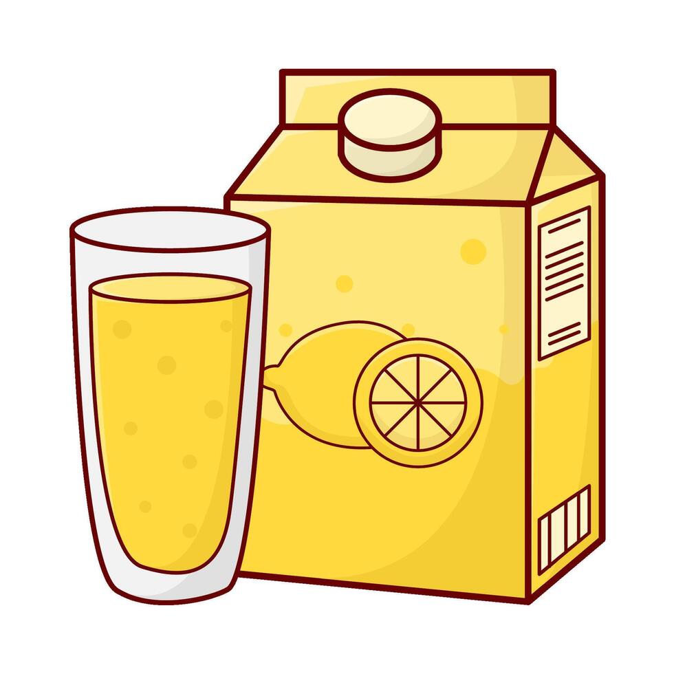 caja limón jugo con vaso limón jugo ilustración vector