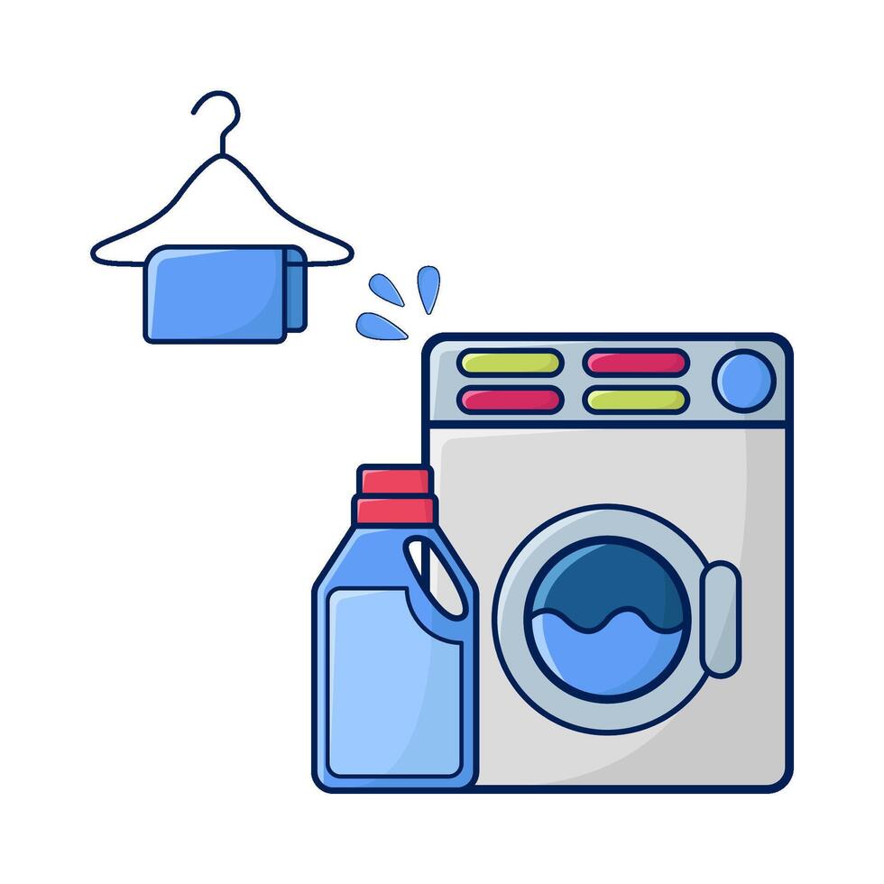 washing machine, bottle detergent with washing machine illustration vector