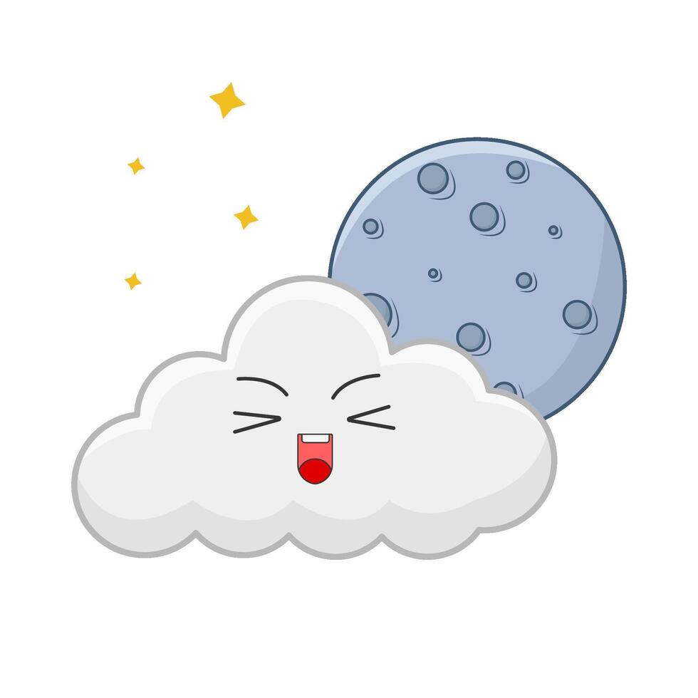 cloud moon with sparkle illustration vector