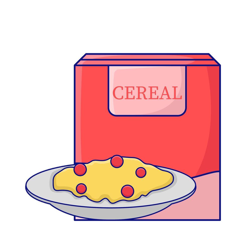 box cereal with cereal in bowl illustration vector