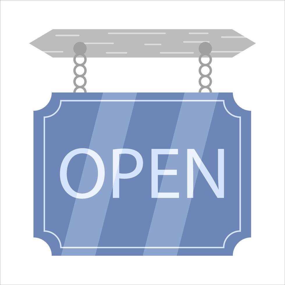 open in sign board  hanging illustration vector