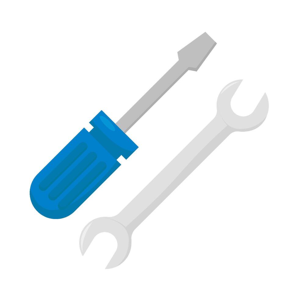 wrench tools with screwdriver illustration vector