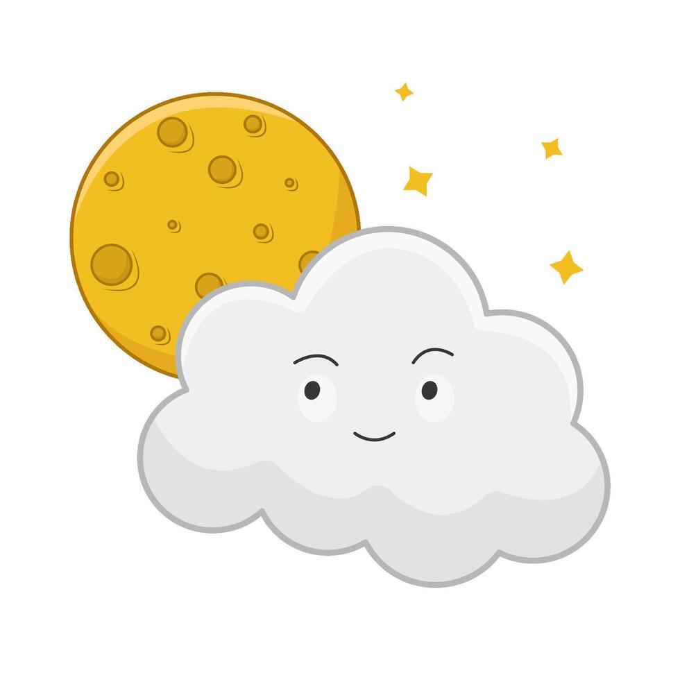cloud moon with sparkle illustration vector